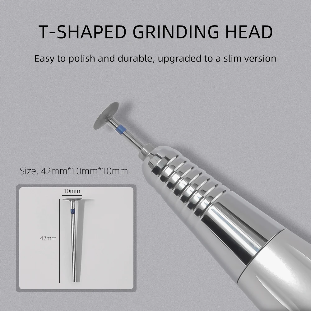 Tête de meulage mince améliorée en forme de T, 42mm10mm10mm, foret à ongles Durable et facile à polir pour manucure 1 pièce