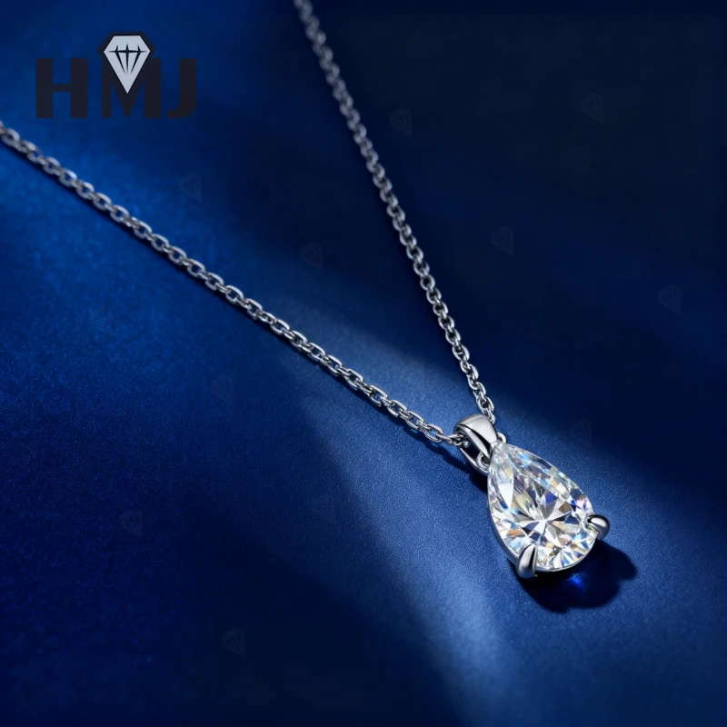 1–4 قيراط قلادة مويسانيتي على شكل كمثرى أنيقة بثلاثة مخالب قلادة كلاسيكية للنساء مثالية لحفلات الزفاف والذكرى السنوية والارتداء اليومي #3