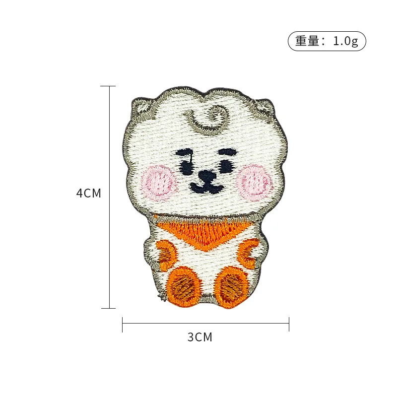@BT21 Koya Shaky Mang zweidimensionales, besticktes Stoffabzeichen, speziell für Kleidung, Schuhe und Hüte, praktische Stickerei – Detail 6