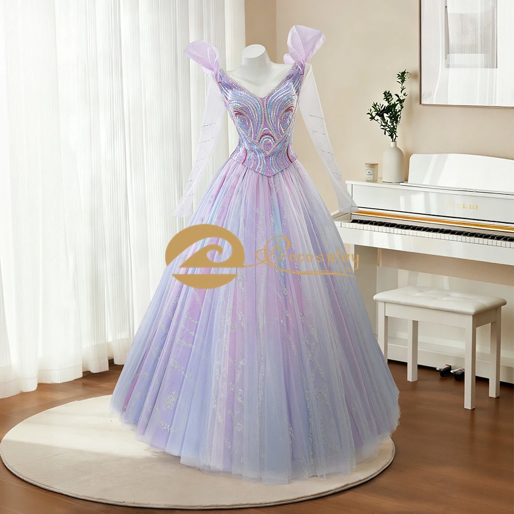 Costume de Cosplay Glinda, broderie violette et bleue, tenue améliorée, haut et jupe pour femmes, jeu de rôle
