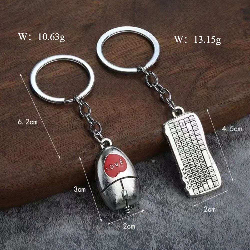 Vintage Zinklegierung Tastatur-Maus Schlüsselanhänger Modischer Kreativer Schlüsselring Metall-Paar-Anhänger Taschen-Rucksack-Zubehör Liebhaber-Geschenke – Detail 4