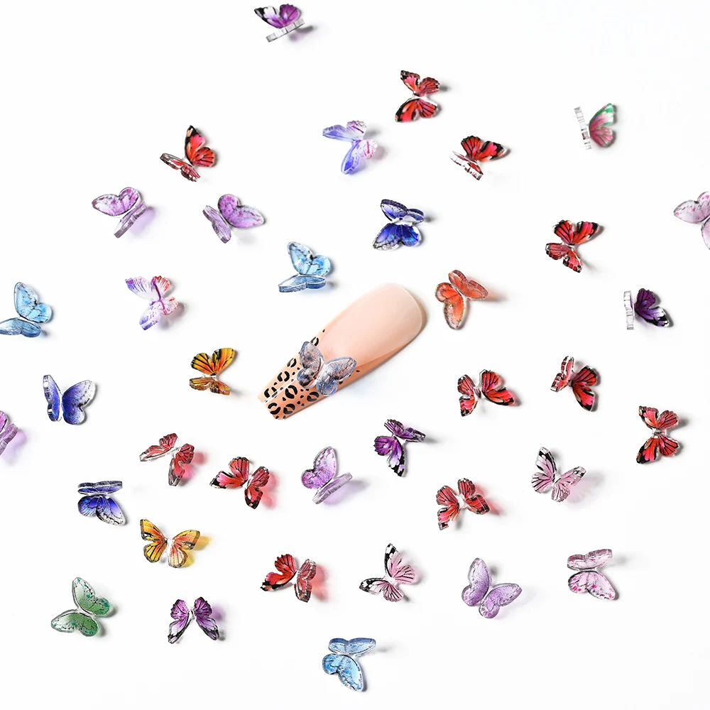 20PCS 3D Nail Butterfly Fairy Jewelry Web Celebrity Charm Resin Drill Acrylic Nail Decoration Rhinestone DIY Manicure Supplique