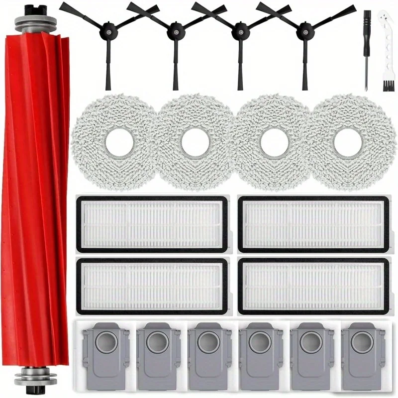 21-Piece For Roborock Qrevo S/Qrevo Pro Robot Vacuum Cleaner Accessory Kit with Anti-Tangling Feature, Washable and Reusable