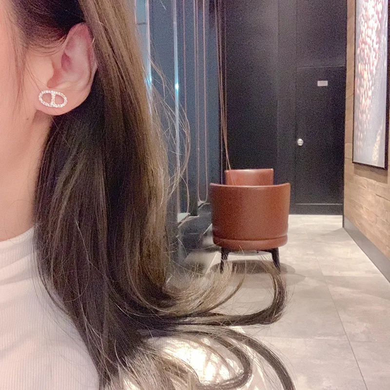 925 Sterling Silver Jewelry Crystal Pig Nose Stud Earrings for Women Girls Party Jewelry For Girls Friend Gift gallery 4