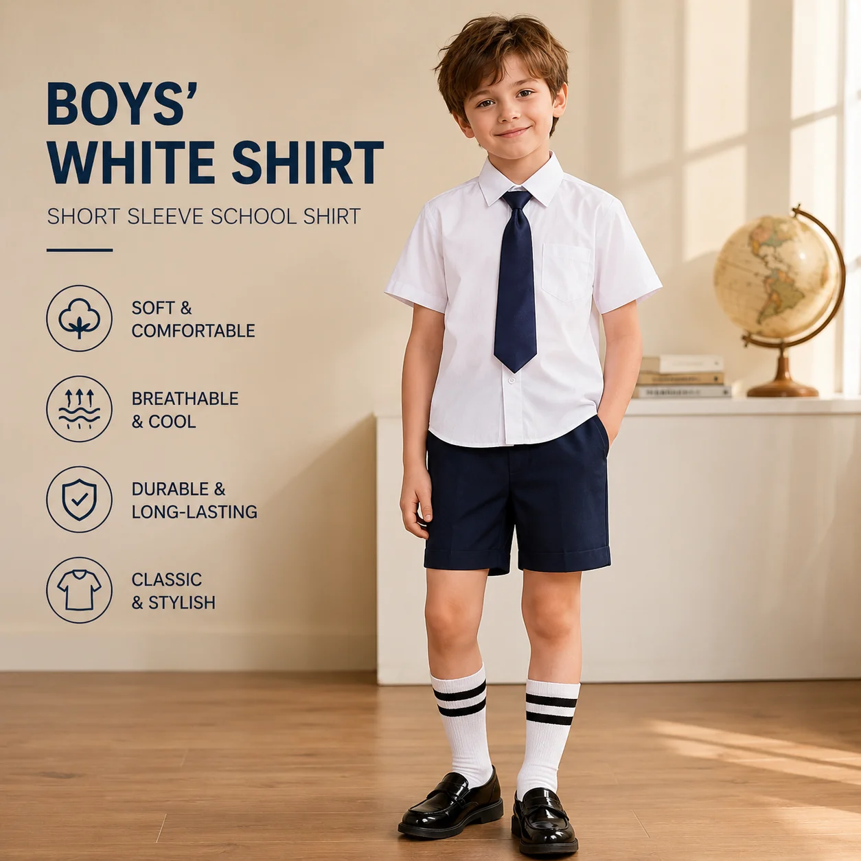 Baby Toddler Teenage Clothes School Uniform Shirts White Long Sleeve Short Sleeve Turn-down Collar Kids Shirt for Children Tops