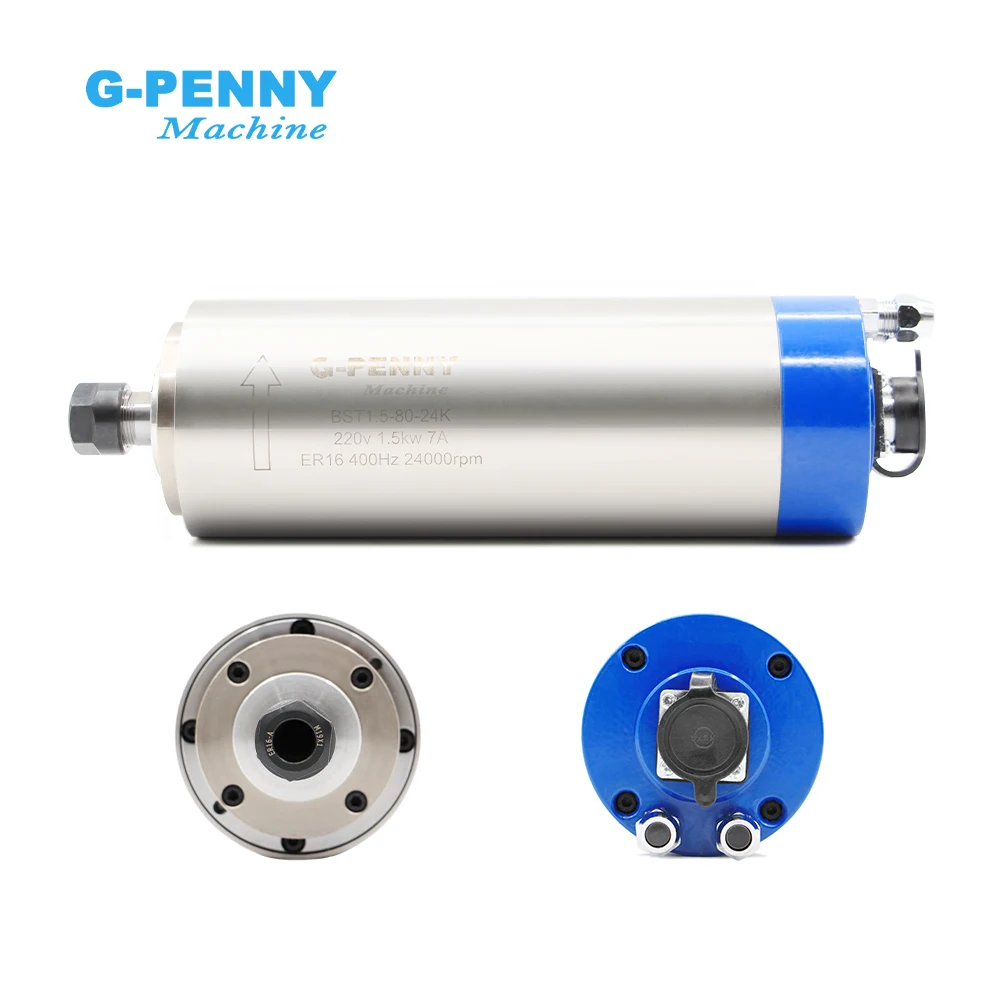 G-Penny 220v/380v 1.5kw ER16 Water Cooled Spindle 400Hz Water Cooling Spindle Motor 80x220mm 4 bearings CNC Engraving Drilling