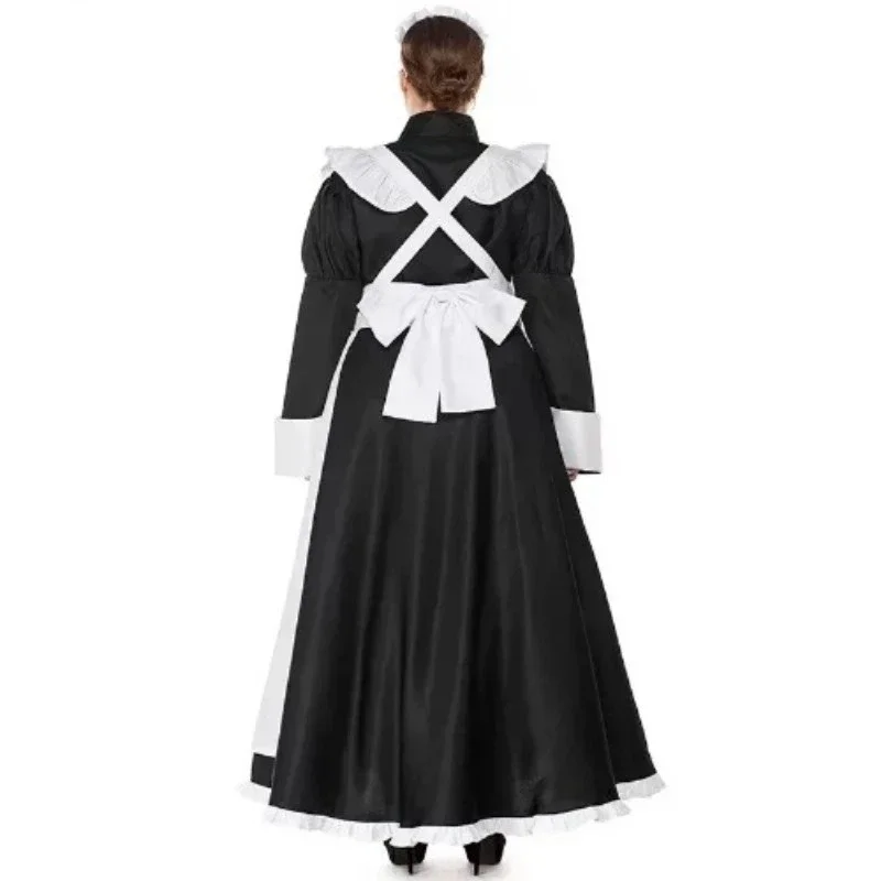 2026 S-XXL Colonial Victorian Maid Halloween Costume Women Servant Festival Carnival Cotton Dress Housekeeper Apron Outfit For