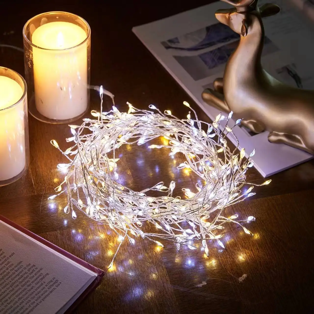 Christmas Decor LED Firecracker String Lights with Remote Control USB Powered for Wedding Party Halloween Garland Fairy Lights