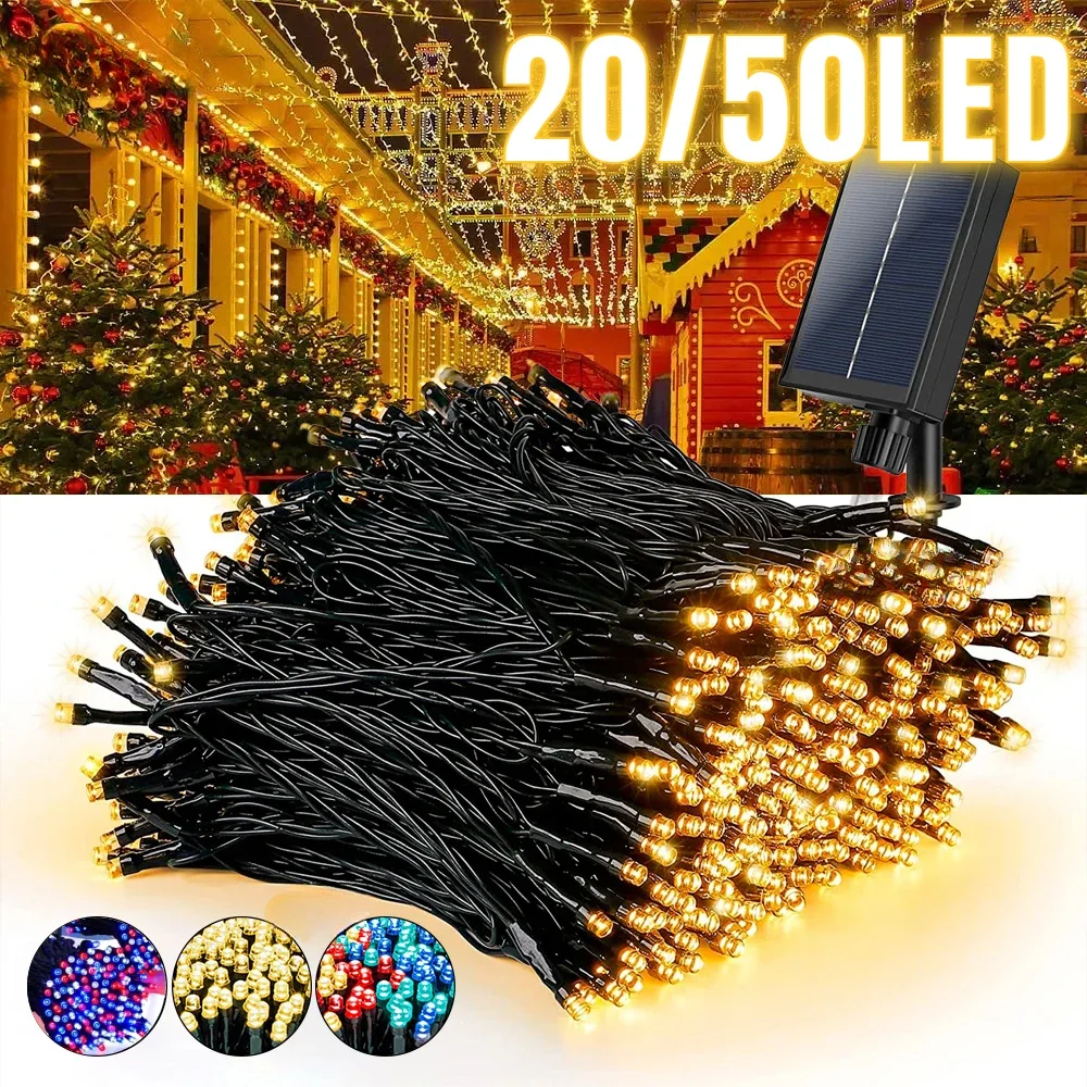 

5M 7M Solar String Fairy Light 8 Lighting Modes Waterproof Outdoor LED Garland Street Lamp Holiday Christmas Garden Decoration