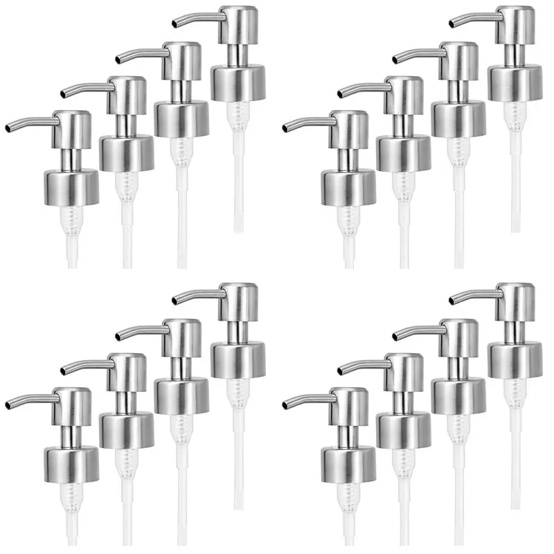 16Pcs Soap Dispenser Pump Replacement Stainless Steel Lotion Dispenser Pump For Regular 28/400 Neck Bottles For Bathroom