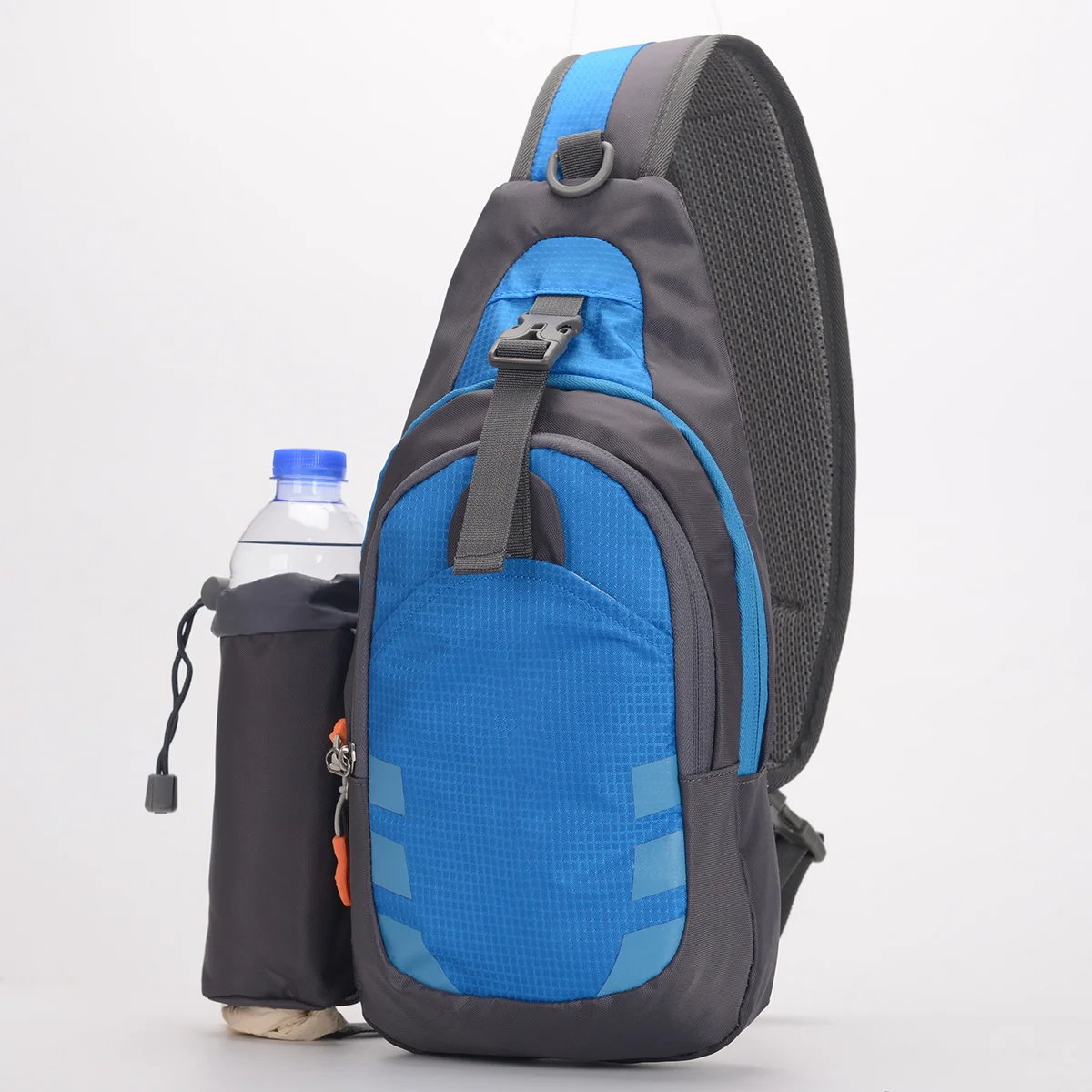 

Sling Backpack Blue Wear Resistant Waterproof Shoulder Chest Pack Detachable Water Bottle Holder Outdoor Hiking Travel Sports