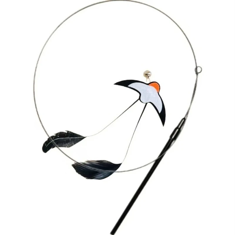 Cat Toys Interactive Funny Simulation Bird Feather with Bell Cat Stick Toy for Kitten Playing Teaser Wand Toy Pet Cats Supplies
