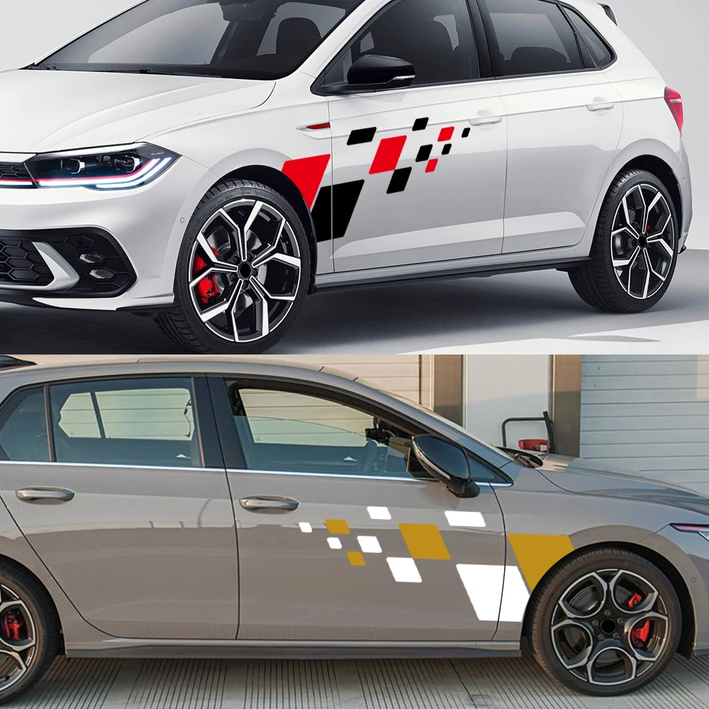 

Автомобильная наклейка для Volkswagen, комплект боковых наклеек на двери, виниловая пленка, авто водонепроницаемая наклейка из ПВХ, автомобильные аксессуары, экстерьер
