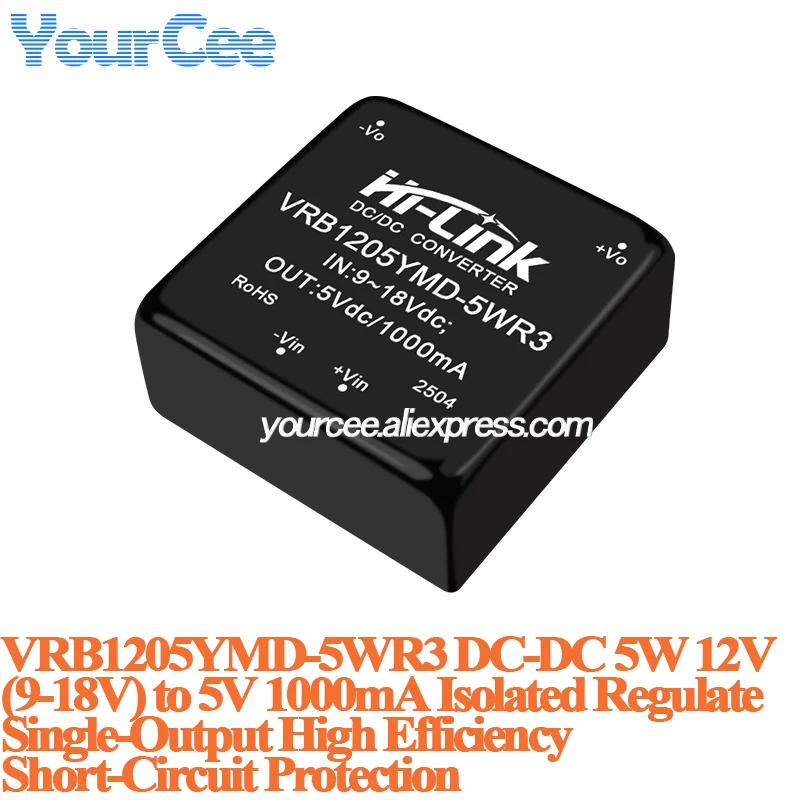 Moduł izolowanego przetwornika DC-DC 5W 6W 10W, zasilacz 24V 12V na 15V/5V/12V, 24V na 5V/12V VRB1224YMD VRB2424YMD VRA2424YMD — zdjęcie 4