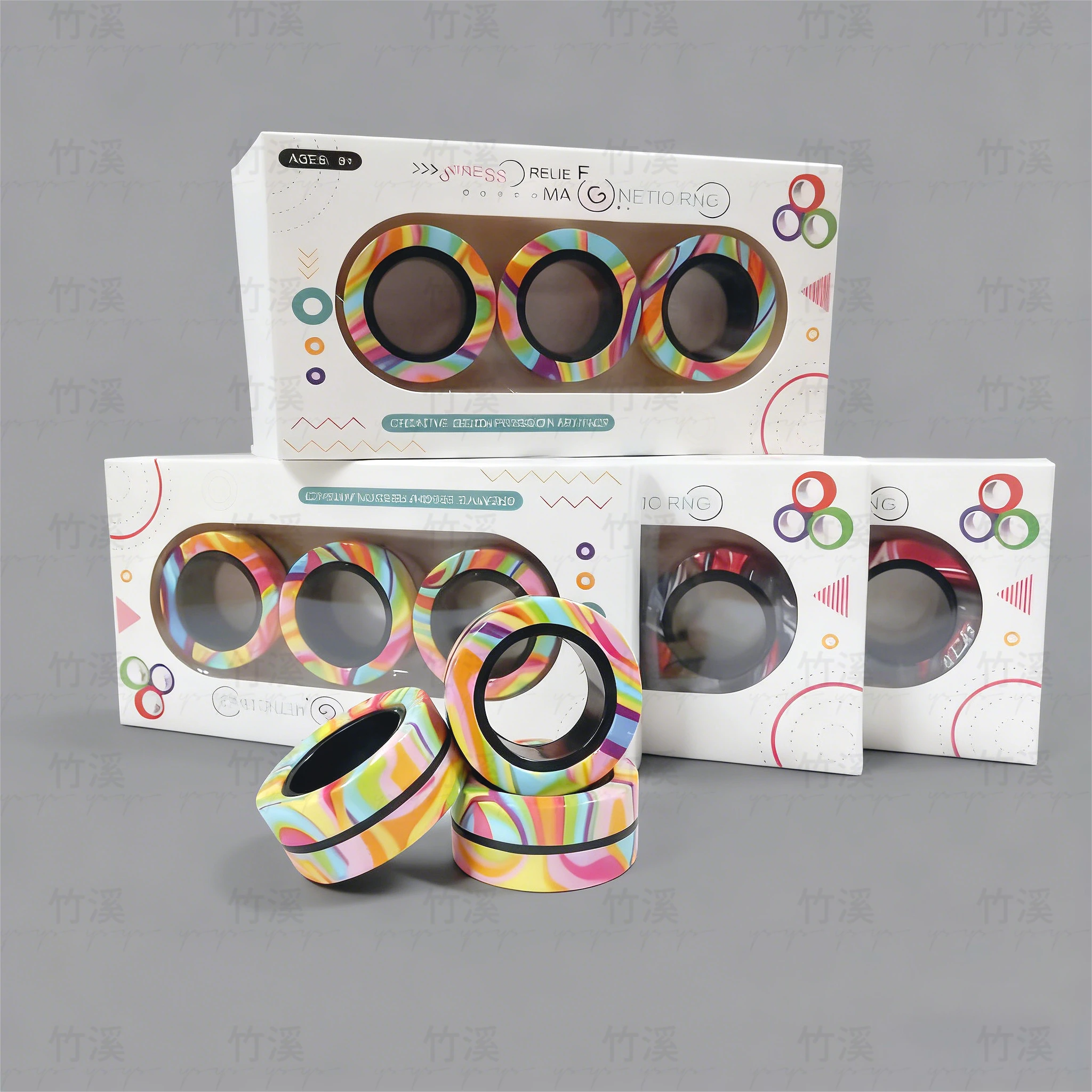 Lot de 3 anneaux rotatifs magnétiques Fidget Pack, cadeau parfait pour adultes, adolescents et enfants