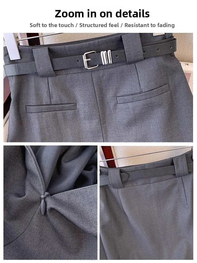 2025 New Women's High Waist A-Line Skirt Commute Slimming Midi Skirt Pleated Busin Casual Mid-Length  Color Skirt