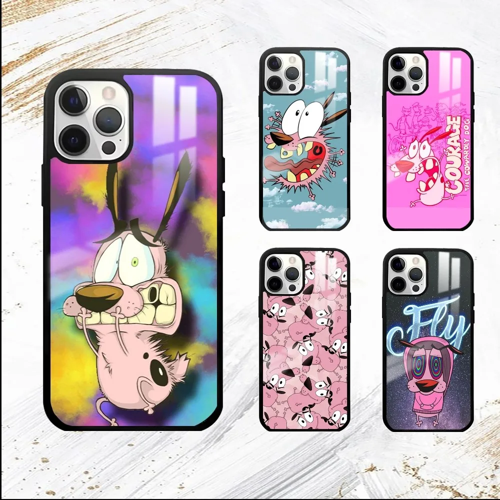 Courage the C-Cowardly Dog Phone Case For iPhone 16 15 14 13 12 11 Pro Max Plus Mini PC Mirror Fashion  phone case