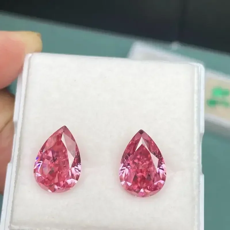 Imagem -03 - Pirmiana-pear Moissanite Pedras Preciosas Soltas para Anel de Jóias Vvs Claridade Diamante Cor Rosa