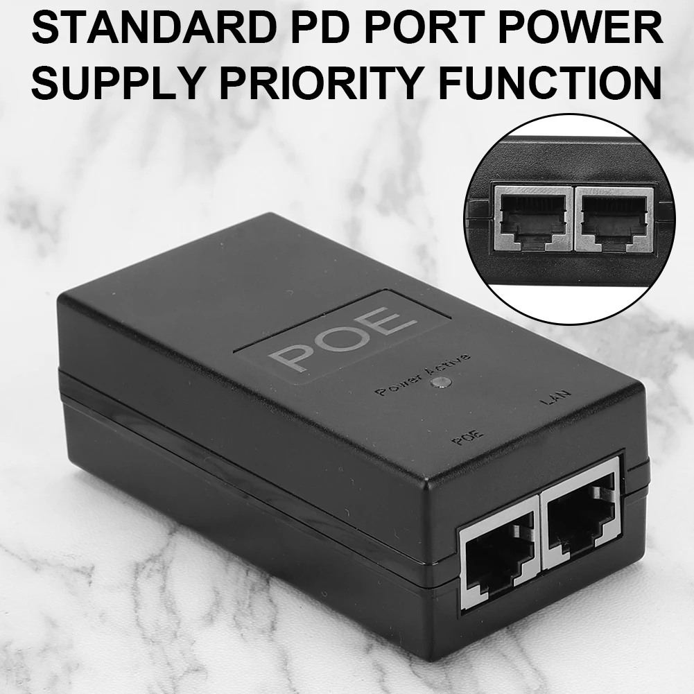 24V 48V 0.5A Desktop POE Power Injector Ethernet Adapter for Surveillance CCTV IP Camera Power Supply with Security Protection
