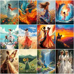 RUOPOTY Markers By Numbers Paint By Numbers Figure Back View Beautiful Diy Arts Crafts Acrylic Adult Coloring Gifts Art Painting