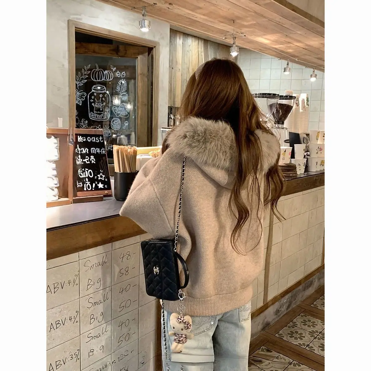 

Faux Fur Collar Sweater 2025 - Winter Knit Cardigan Coat, Oversized Slim Fit Pullover, Y2K Soft Cozy Knitwear, Fall Loose Fit Bl