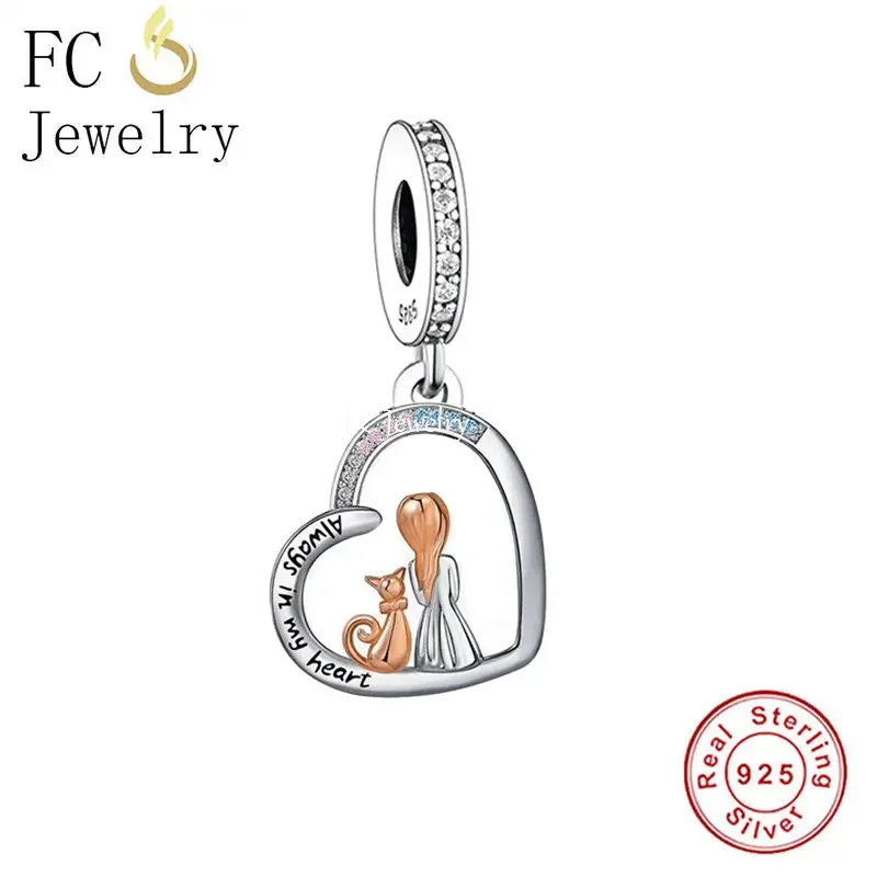 Fit Original Pan Charm bracciale 925 Silver Angel Dog Cat At the Rainbow Bridge Bead per fare Family Memorial Berloque