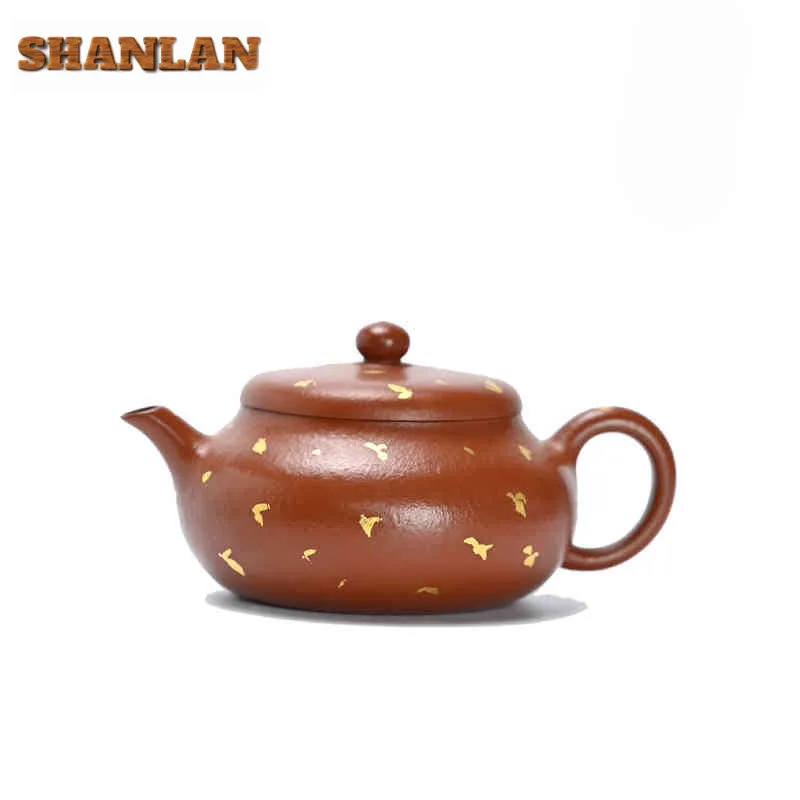 

190ml Aesthetic Yixing Purple Clay Teapots Handmade Sprinkle Gold Pot Raw Ore Dahongpao Mud Kettle With Infuser Zisha Tea Set