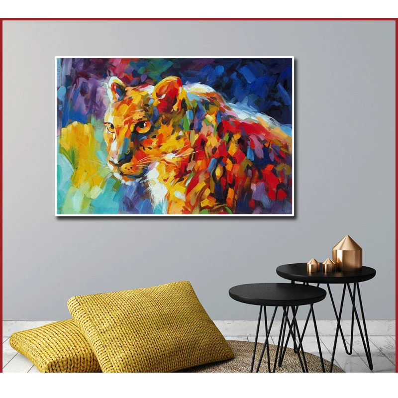 Animal Hand-painted Oil Painting Cheetah Home Decoration Mural Wall Painting Modern Home Decoration Painting Room Decoration