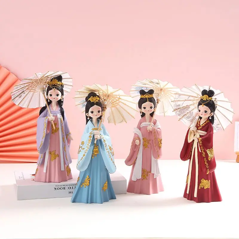 2026 New Chinese Ancient Resin Doll Decoration Home Desktop Doll Decoration Hand drawn Ancient Costume Female-Shaped Doll LI957