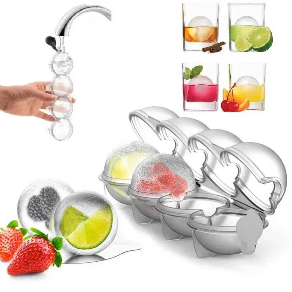 

4 Hole Ice Cube Makers Round Ice Hockey Mold Kitchen Tools for Whisky Cocktail Vodka Ball Ice Mould Bar Party Cream Maker