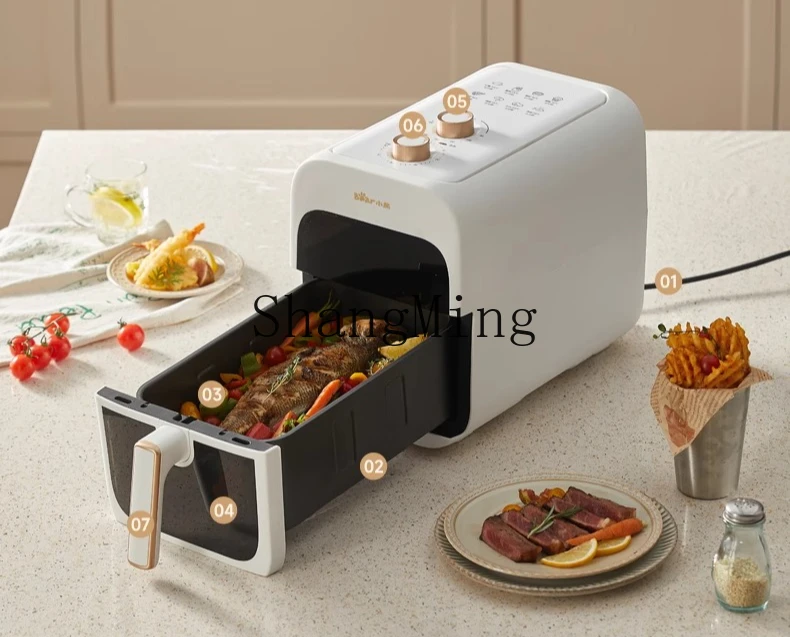 ZYY Бытовая электрическая духовка 6л Визуальная многофункциональная кухонная машина Кухонная машина Воздушная электрическая фритюрница