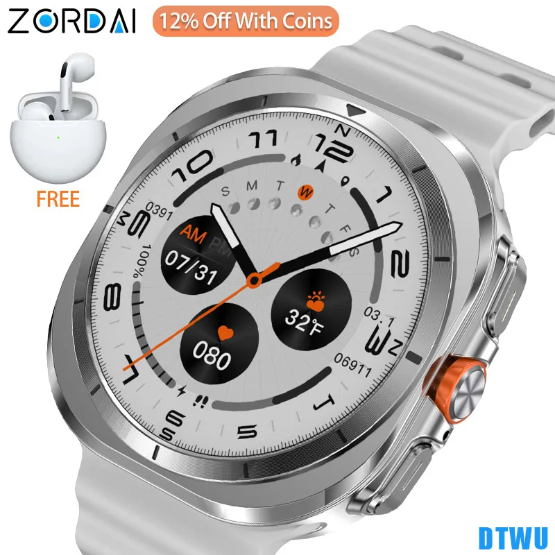 Zordai DT Watch Ultra Smartwatch Men Women Wearable Smart Watch For iPhone Samsung Xiaomi 47mm Bluetooth Call Compass NFC Sport