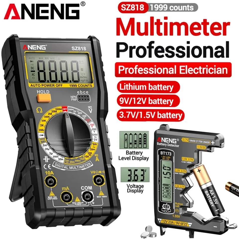  ANENG SZ818 Digital Multimeter BT173 Battery Tester Kit Voltage Current Resistance Tester Battery Capacity Analyzer Electrician 
