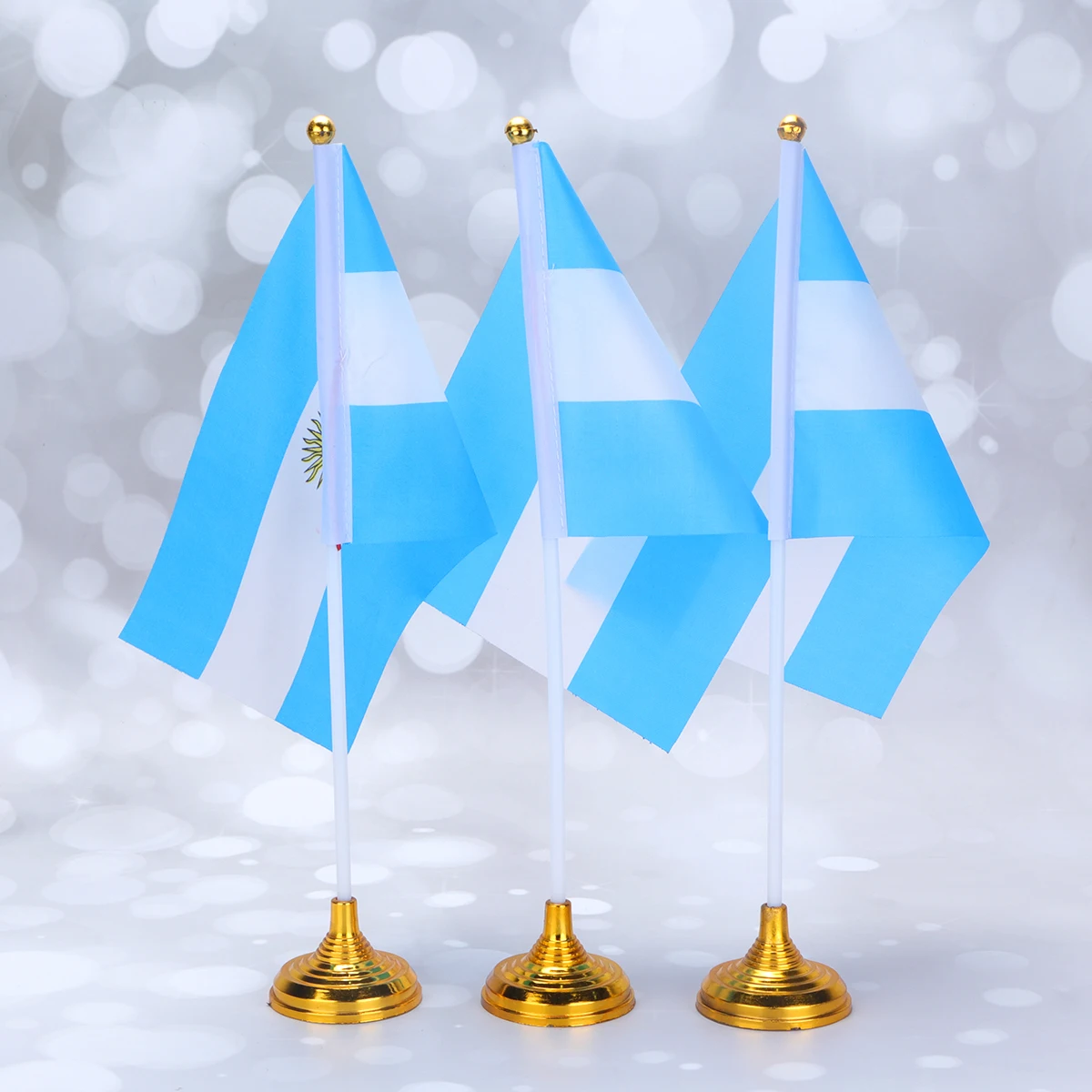 

12pcs Argentina Desktop Flag Creative Tabletop Flag Polyester Plastic With Base Vivid Color Lightweight Decor For Home