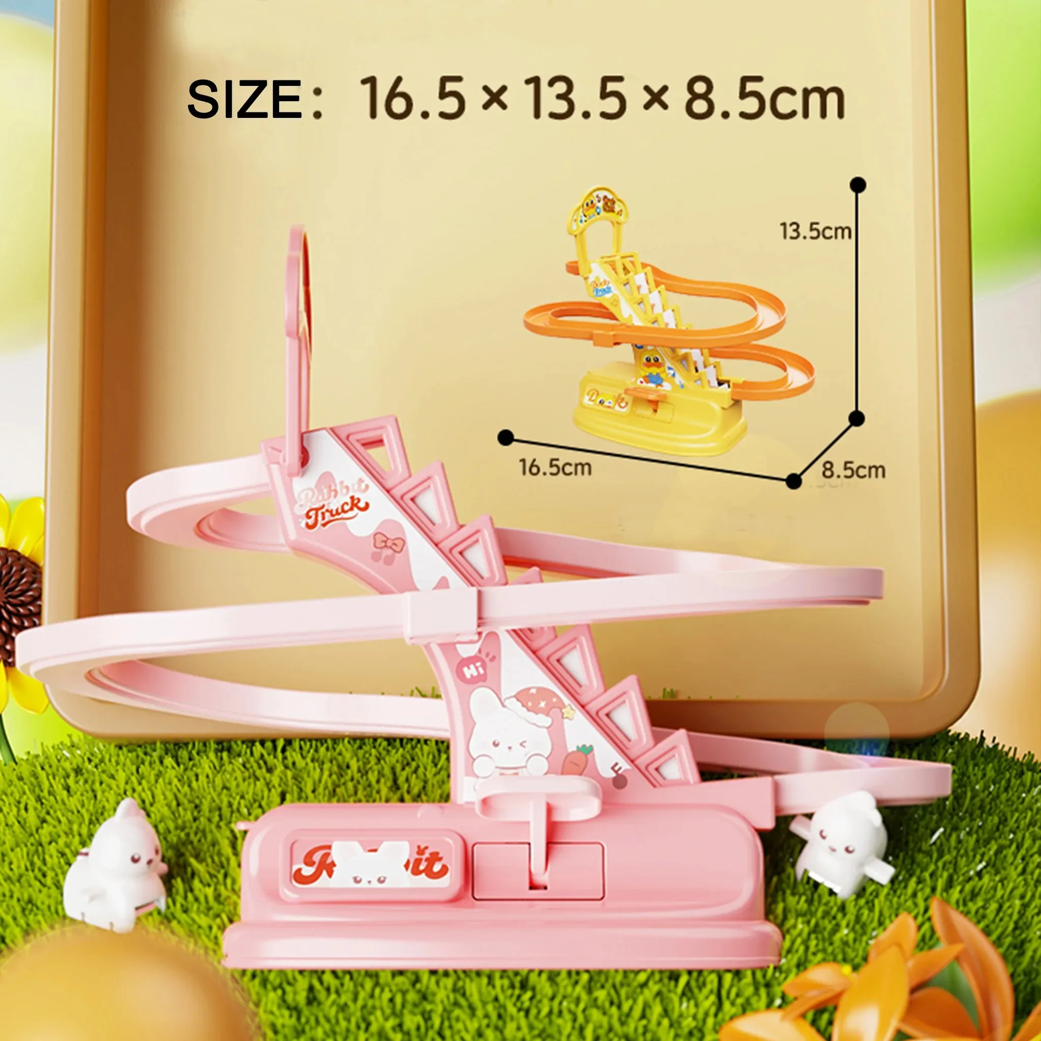 Yellow Duck Slide Track & Bunny Climbing Stairs Game, Family Interactive Educational Toy For Boys & Girls
