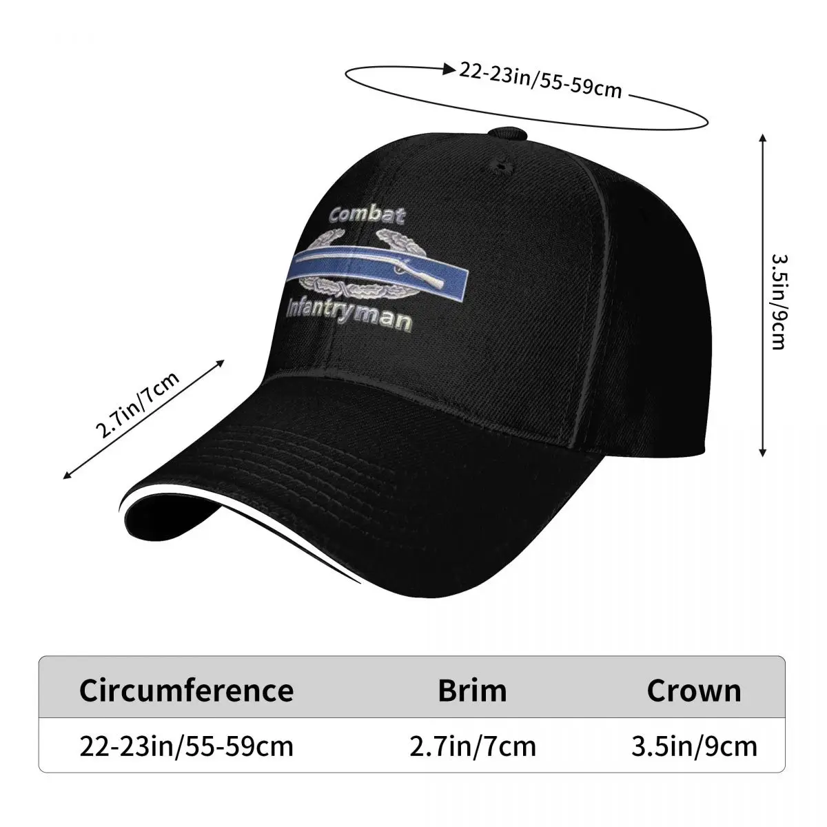 Combat Infantryman T-shirt Baseball Cap Snapback Cap Hat Man For The Sun Sports Cap Wild Ball Hat Men's Hats Women's