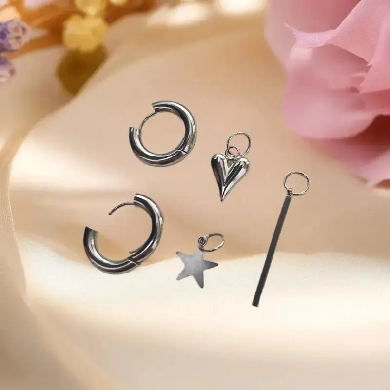 فاسق طويل القلب دلاية شكل نجمة أقراط للنساء بسيطة موضة هندسية دائرية الأذن مشبك جديد عصري مجوهرات هدية