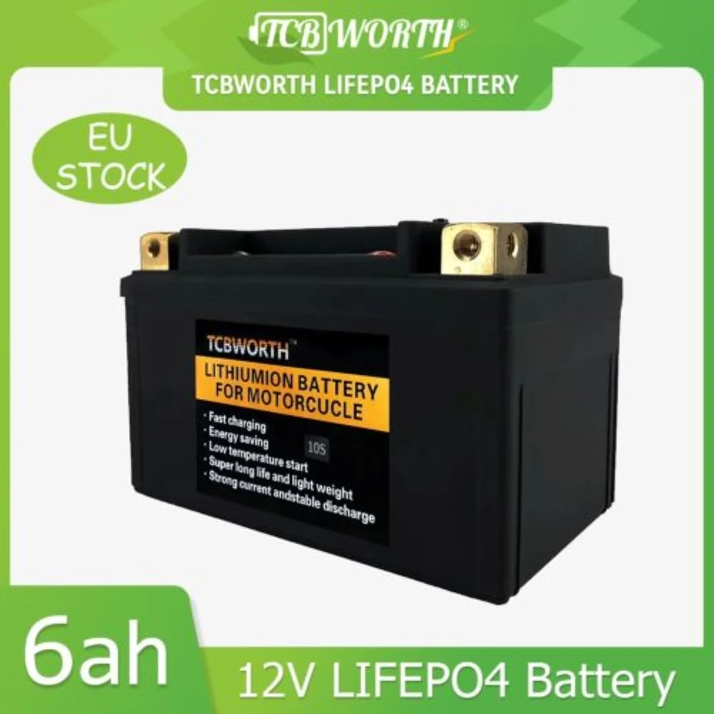 12V 6AH Lithium Motorcycle LiFePO4 Battery,Motorcycle Tractor Lawn Mower Battery Powersports Battery With BMS Compatible ATV