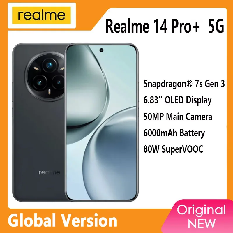الإصدار العالمي من هاتف Realme 14 Pro+ Plus المحمول 512GB Snapdragon 7s Gen 3 50MP 3X كاميرا Periscope 6000mAh 80W SUPERVOOC Charge #1
