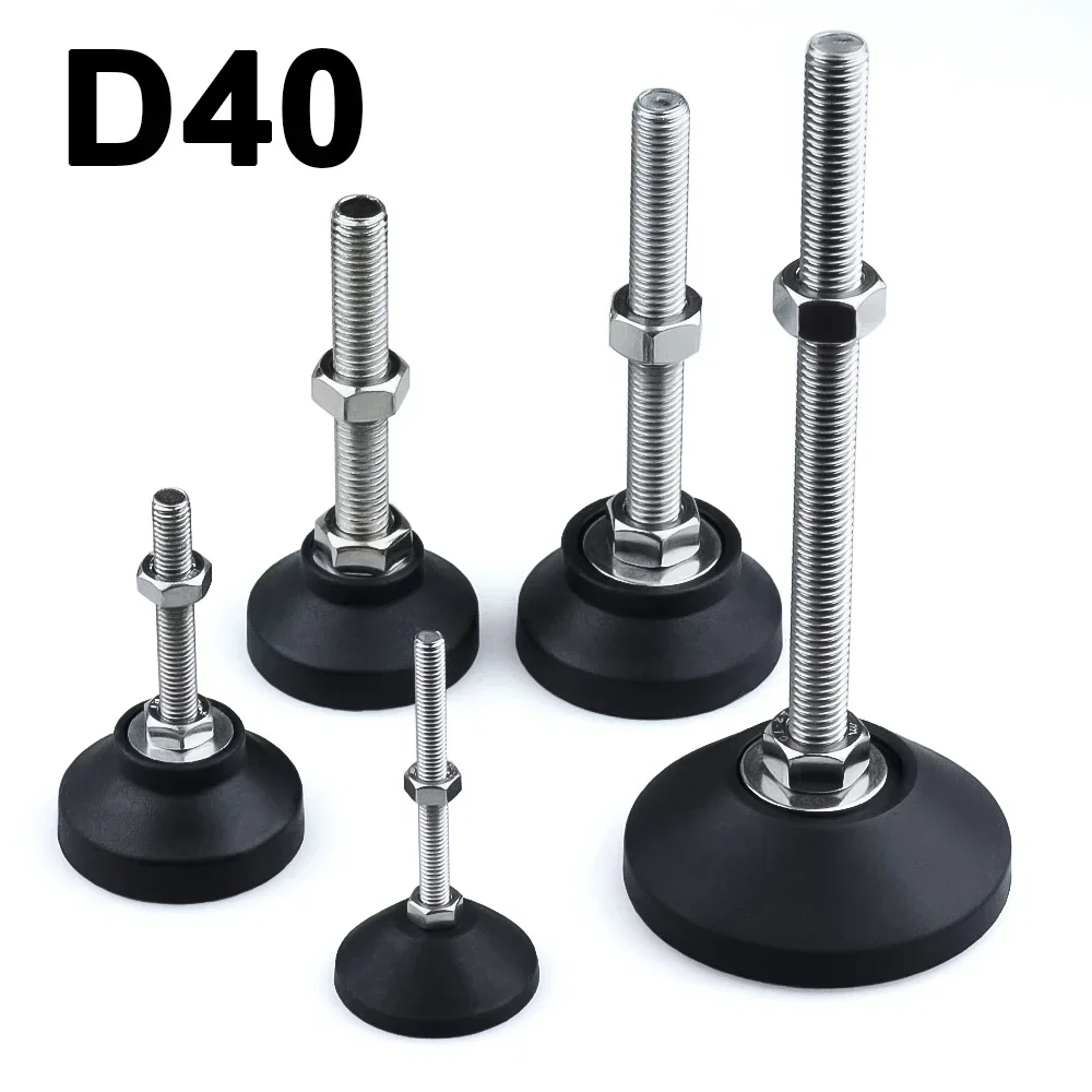 8Pcs Adjustable Lathe Leg Dia 40mm Thread Type SS304 Stainless Steel Foot Pad Levelling Feet Swivel Base Articulating Legs M5 M6