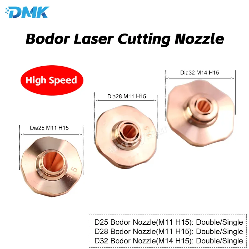 Bodor Nozzle Laser Cutting Nozzles All Types D25 D32 D28 H15 for Precitec Bodor CNC Fiber Laser Cutting Machine Double/Single