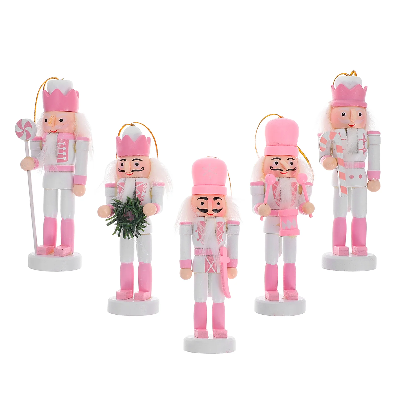 

5pcs Christmas Nutcracker Puppet Ornaments Wooden Nutcracker Desktop Decor Cartoons Walnuts Soldiers Band Dolls Xmas party decor