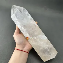 Natural White Crystal Quartz Tower Hexagonal Prism Obelisk Wand Stone Healing Reiki Meditation Spiritual Home Decor