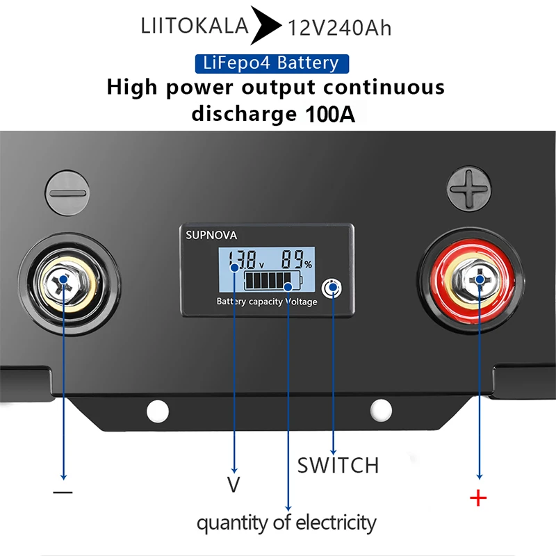 Imagem -05 - Liitokala-lithium Power Battery Lifepo4 Battery 12.8v Campistas rv Carrinho de Golfe Off-road Off-grid Solar Vento 200ah 240ah