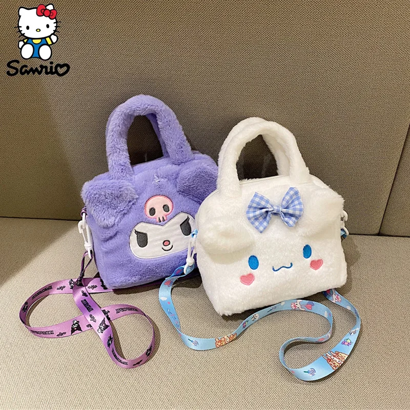 Sanrio กระเป๋าเป้สะพายหลัง Kuromi กระเป๋าเป้สะพายหลัง Cinnamoroll กระเป๋าถือแต่งหน้ากระเป๋าสะพายไหล่ My Melody กระเป๋าผู้หญิง plushie ของขวัญสะพายข้างของเด็กผู้หญิง