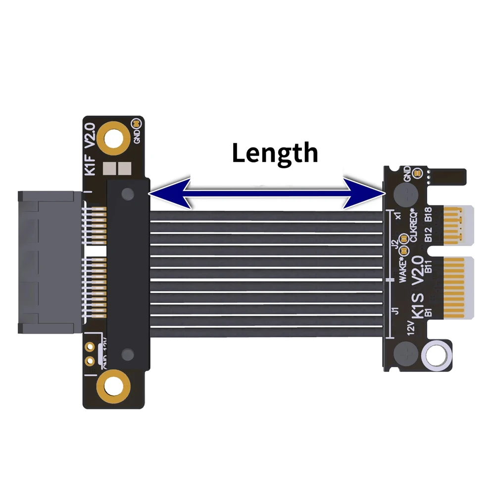 Gen5 PCIe 5.0 X1 Riser 90/180° Cable 32GT/s Extender Fix Blocked Slot for Sound Network USB Capture Card, Desktop ITX PC Build