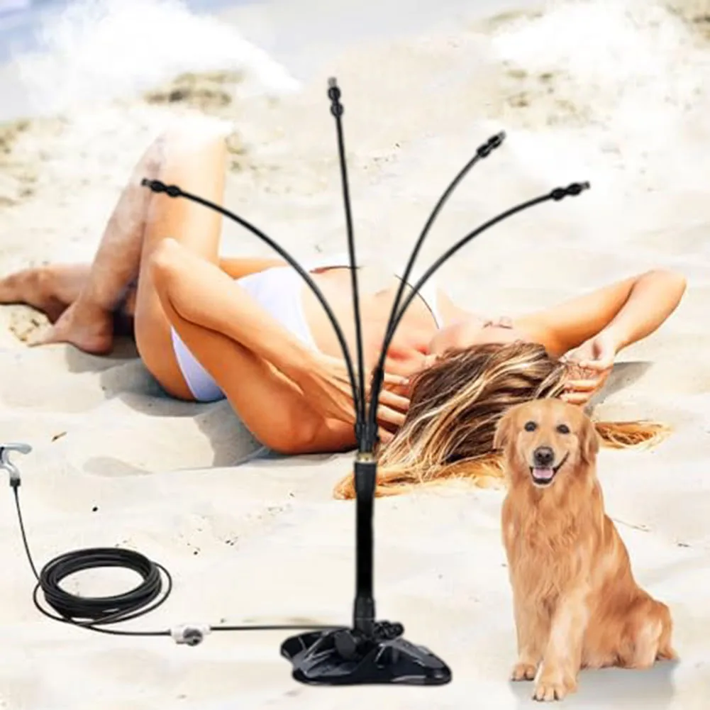 Multihead Spray Cooling System with Adjustable Height and Directional Tubes for Cooling Yards Patios and Gardens
