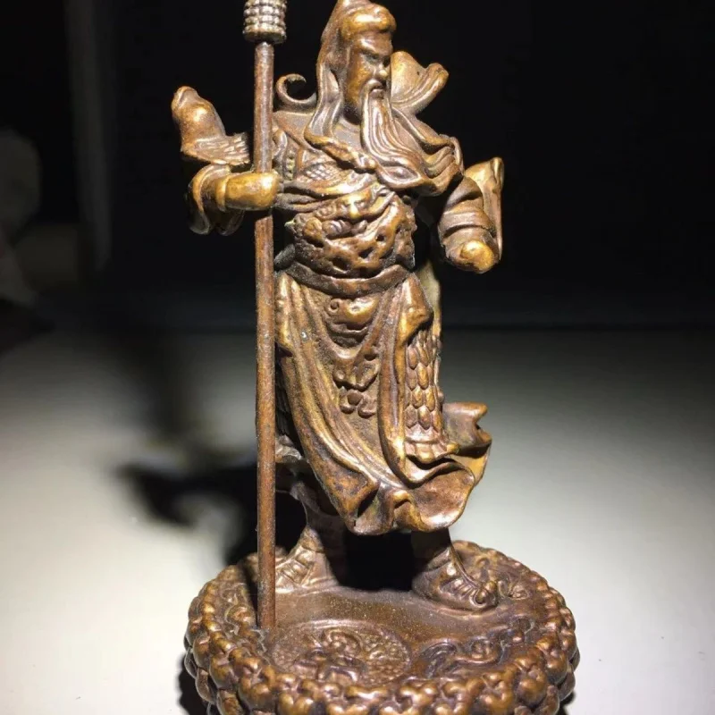 Vintage Loyalty Guan Gong Bronze Statue Ornament Martial Wealth God Guan Yu Guan Er Ye Wealth-Attracting Home Decoration Housewa