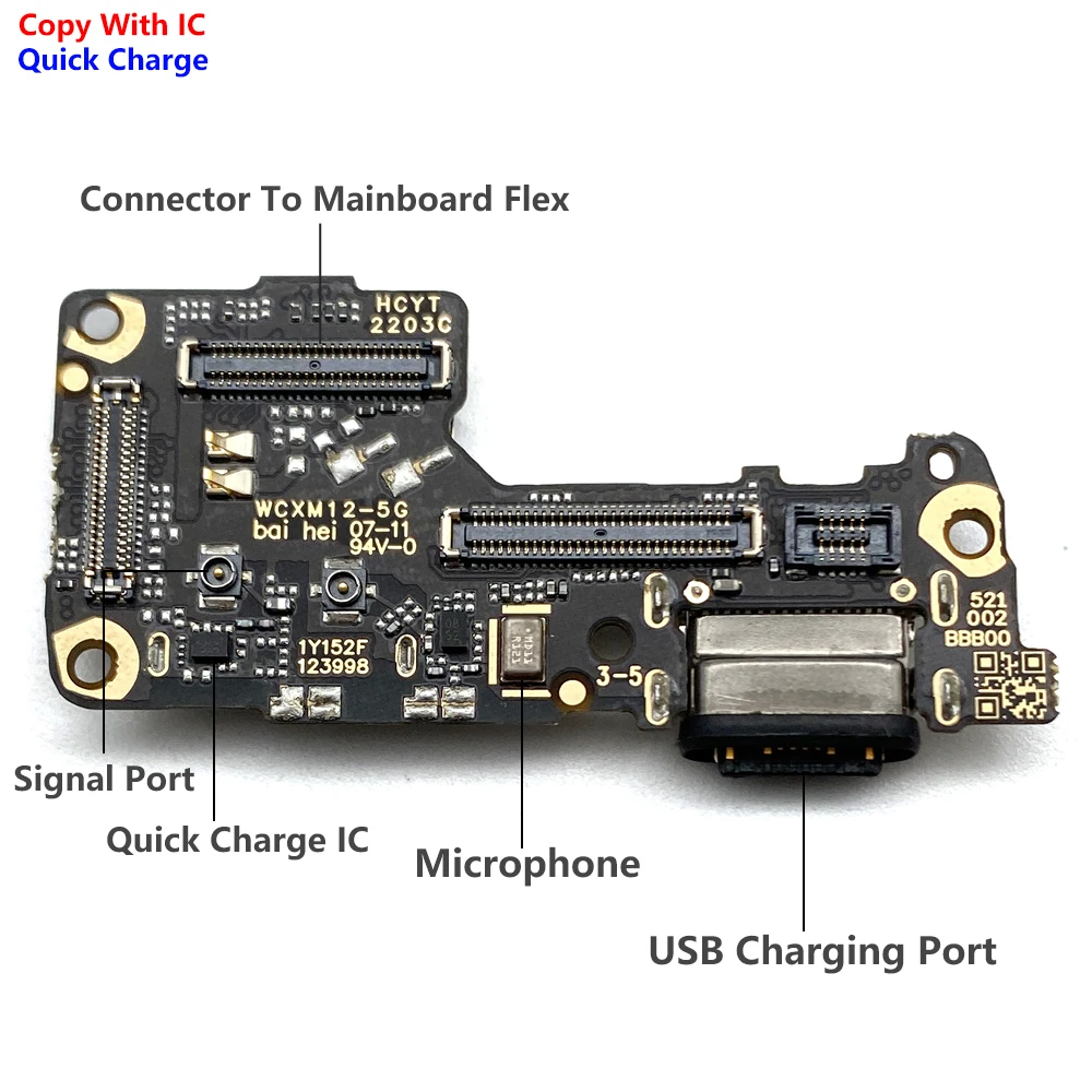 NEW USB Charging Port Dock Plug Socket Jack Board Flex Cable Connector Parts For Xiaomi Mi 12 / Mi 12 Pro Microphone Module