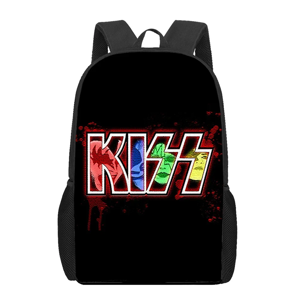 Kiss Band 16 Inch Kids School Bags 3D Print Children Book Bags for Girls Boys Orthopedic Schoolbag Primary Backpacks Mochila